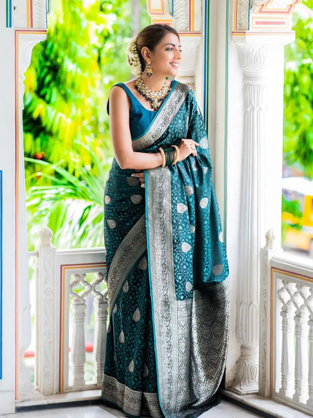 Peacock Blue Lichi Silk Border Saree | Sarees, Bollywood Sarees, Creative Sarees, Designer Sarees, Embroidered Sarees, Ethnic Saree, Modern Digital sarees, Party Wear Sarees