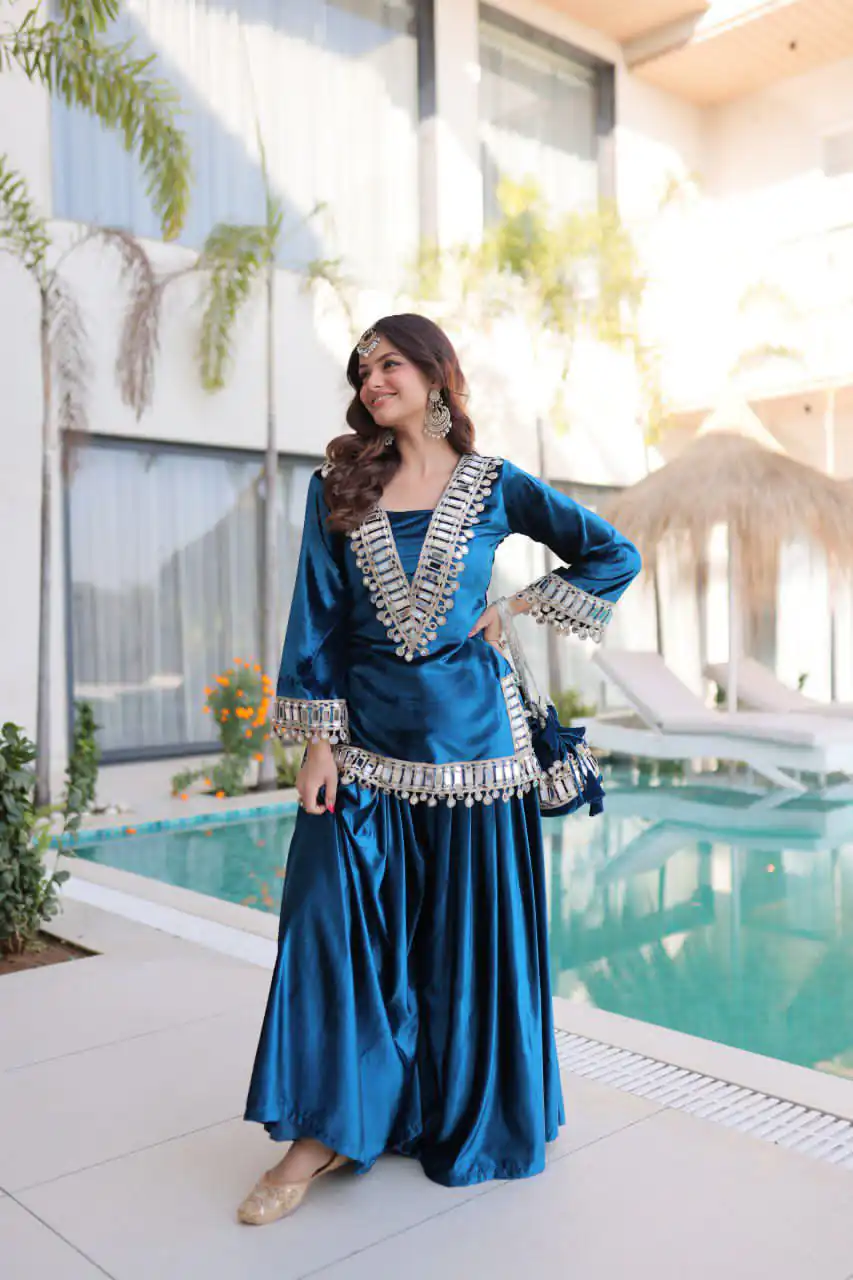 Perfect Blue 9000 Velvet Mirror Embroidery Work Salwar Suit | Jump Suits, Salwar suit, Casual Suits, Creative suits, Designer Suits, Palazzo Suits, Party Wear Suits, Patiala Suits, Straight Suits