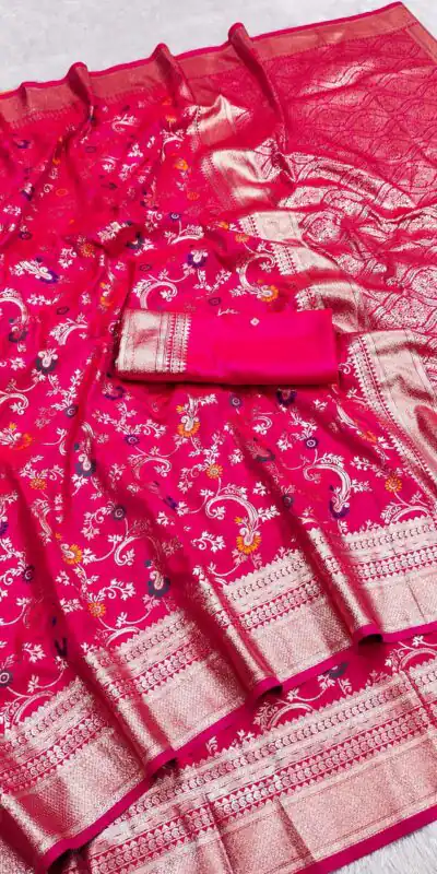 Pink Banarasi Silk With Zari Lace Work Saree | Sarees, Bollywood Sarees, Creative Sarees, Designer Sarees, Embroidered Sarees, Ethnic Saree, Modern Digital sarees, Party Wear Sarees