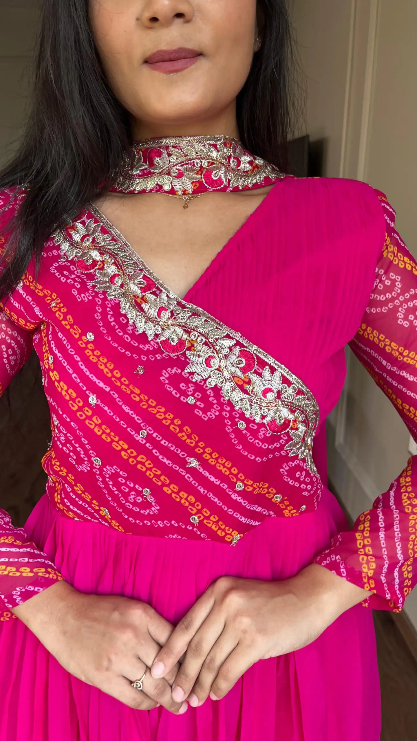 Pink Bandhej Fox Georgette Sequence Embroidery Work Anarkali Gown | Gowns, Bollywood Gowns, Creative Gowns, Designer Gowns, Embroidered Gowns, Party Wear Gowns, Straight Suits