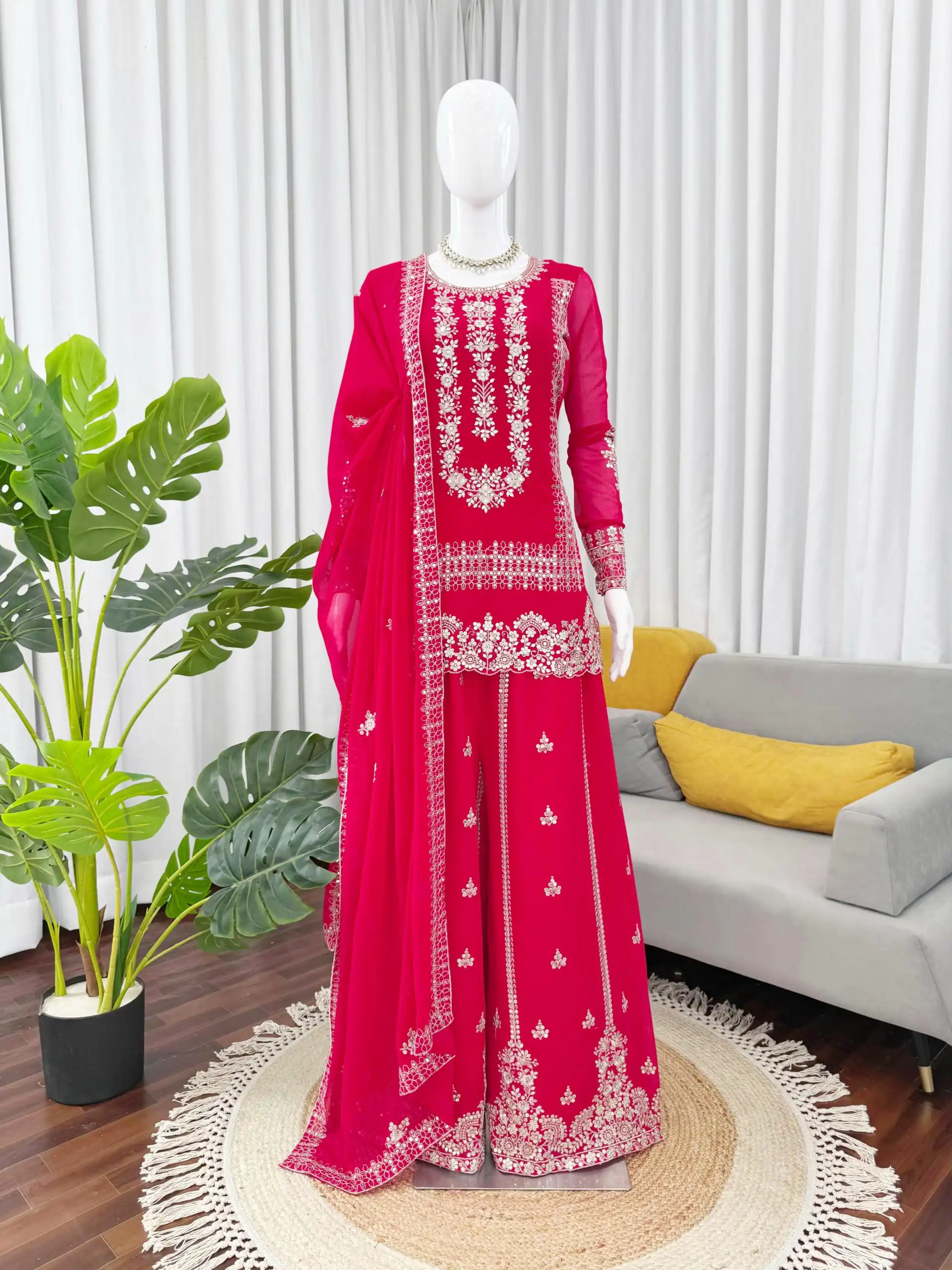 Pink Blooming Georgette Sequence Salwar Suit | Salwar suit, Casual Suits, Creative suits, Designer Suits, Palazzo Suits, Party Wear Suits, Patiala Suits, Straight Suits