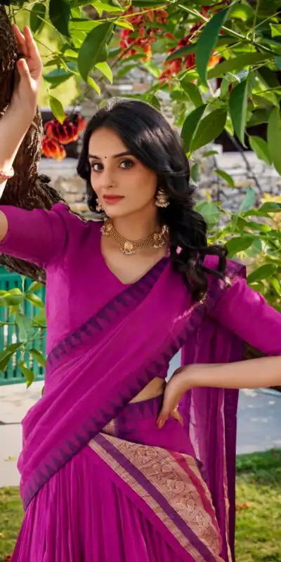 Pink Chanderi Plain Lehenga Choli | Lehenga, Bollywood Lehenga, Creative Lehenga, Designer Lehenga, Embroidered Lehenga, Party Wear Lehenga
