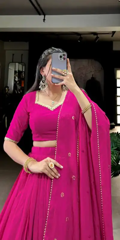 Pink Chanderi Plain With Zari Weaving Work Border Lehenga Choli | Lehenga, Bollywood Lehenga, Creative Lehenga, Designer Lehenga, Embroidered Lehenga, Party Wear Lehenga