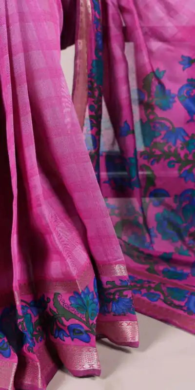 Pink Chanderi Printed Saree | Sarees, Bollywood Sarees, Creative Sarees, Designer Sarees, Embroidered Sarees, Ethnic Saree, Modern Digital sarees, Party Wear Sarees