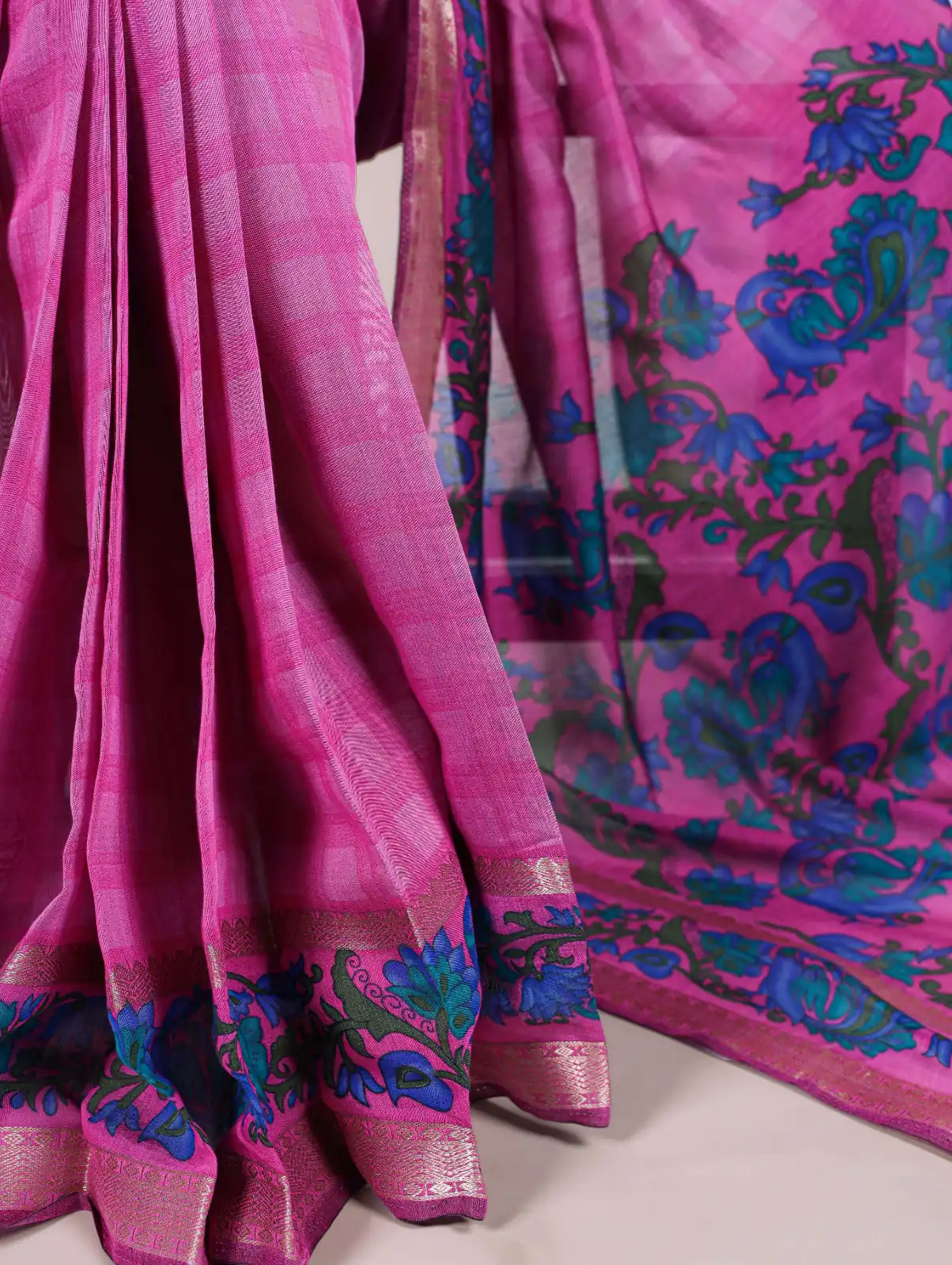 Pink Chanderi Printed Saree | Sarees, Bollywood Sarees, Creative Sarees, Designer Sarees, Embroidered Sarees, Ethnic Saree, Modern Digital sarees, Party Wear Sarees