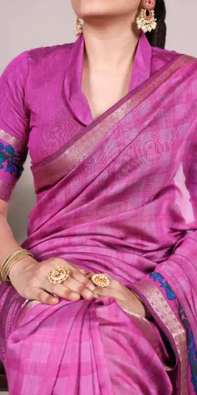 Pink Chanderi Printed Saree | Sarees, Bollywood Sarees, Creative Sarees, Designer Sarees, Embroidered Sarees, Ethnic Saree, Modern Digital sarees, Party Wear Sarees