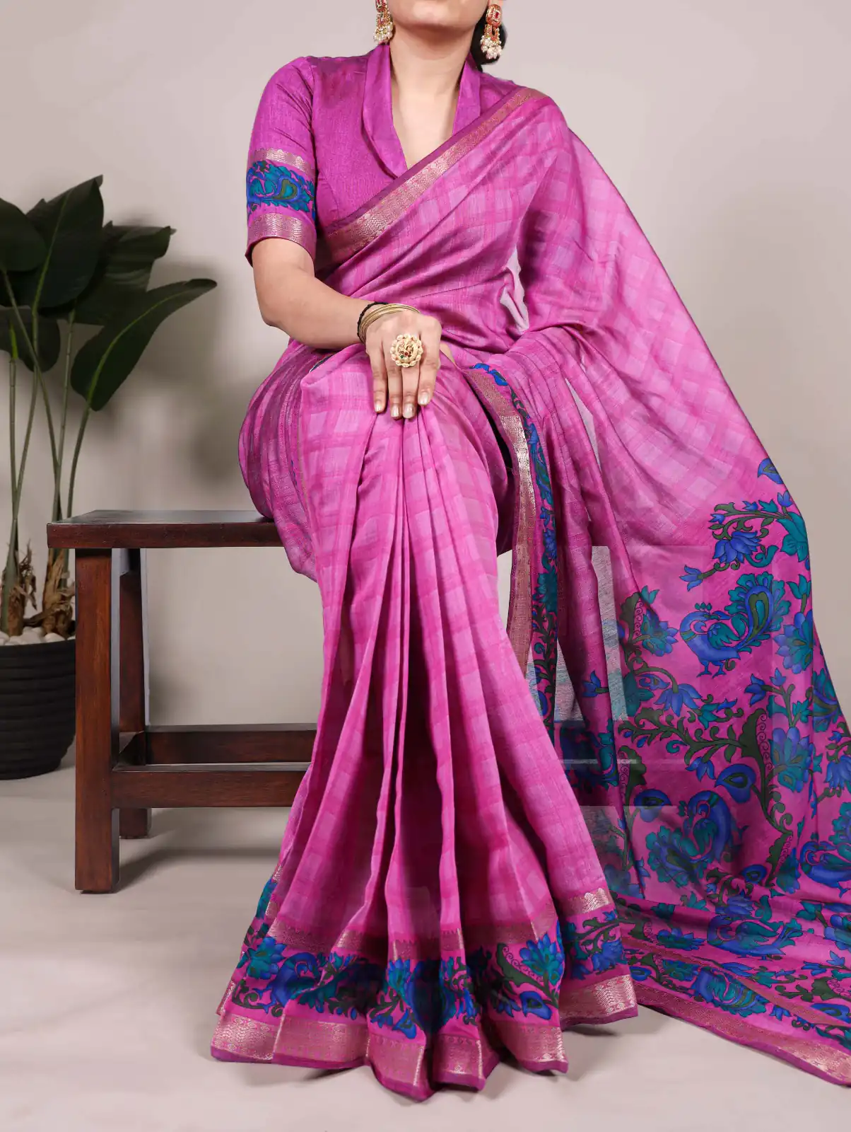 Pink Chanderi Printed Saree | Sarees, Bollywood Sarees, Creative Sarees, Designer Sarees, Embroidered Sarees, Ethnic Saree, Modern Digital sarees, Party Wear Sarees