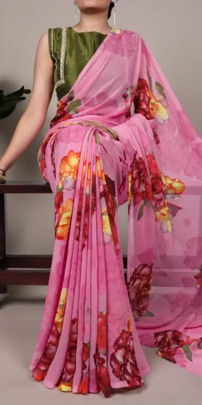 Pink Chiffon Lace Work Saree | Sarees, Bollywood Sarees, Creative Sarees, Designer Sarees, Embroidered Sarees, Ethnic Saree, Modern Digital sarees, Party Wear Sarees