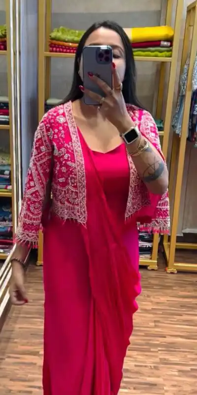 Pink Chinnon Fully Embroidery Koti Saree | Sarees, Bollywood Sarees, Creative Sarees, Designer Sarees, Embroidered Sarees, Ethnic Saree, Modern Digital sarees, Party Wear Sarees