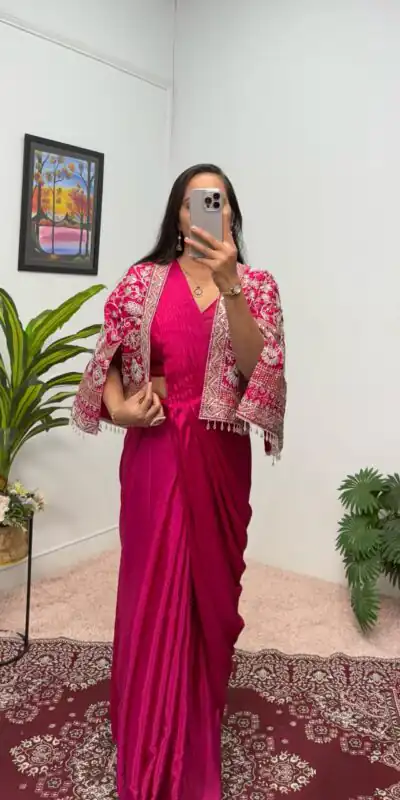 Pink Chinnon Fully Embroidery Koti Saree | Sarees, Bollywood Sarees, Creative Sarees, Designer Sarees, Embroidered Sarees, Ethnic Saree, Modern Digital sarees, Party Wear Sarees