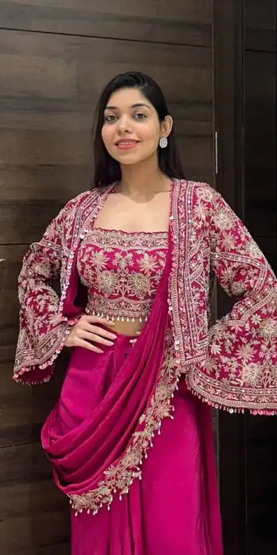 Pink Chinon Embroidery Lace Work Saree | Sarees, Bollywood Sarees, Creative Sarees, Designer Sarees, Embroidered Sarees, Ethnic Saree, Modern Digital sarees, Party Wear Sarees
