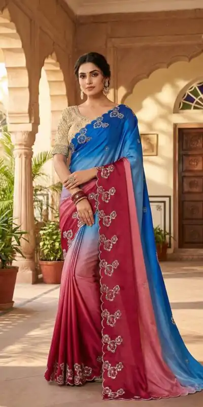 Pink Chinon Embroidery Work Saree | Sarees, Bollywood Sarees, Creative Sarees, Designer Sarees, Embroidered Sarees, Ethnic Saree, Modern Digital sarees, Party Wear Sarees