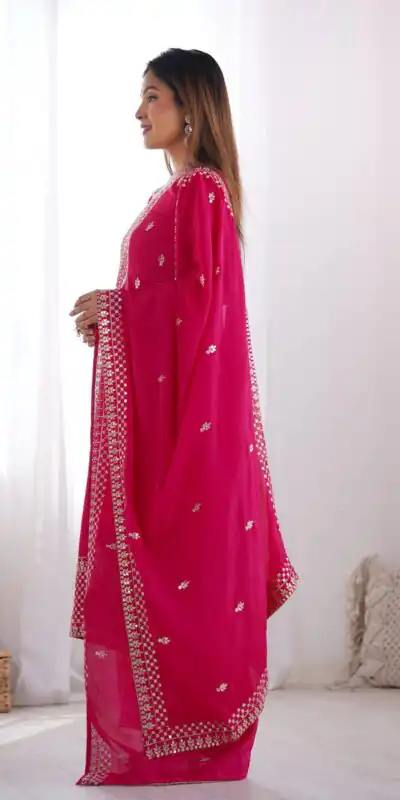 Pink Chinon Silk Embroidery Jari Work Salwar Suit | Jump Suits, Salwar suit, Casual Suits, Creative suits, Designer Suits, Palazzo Suits, Party Wear Suits, Patiala Suits, Straight Suits