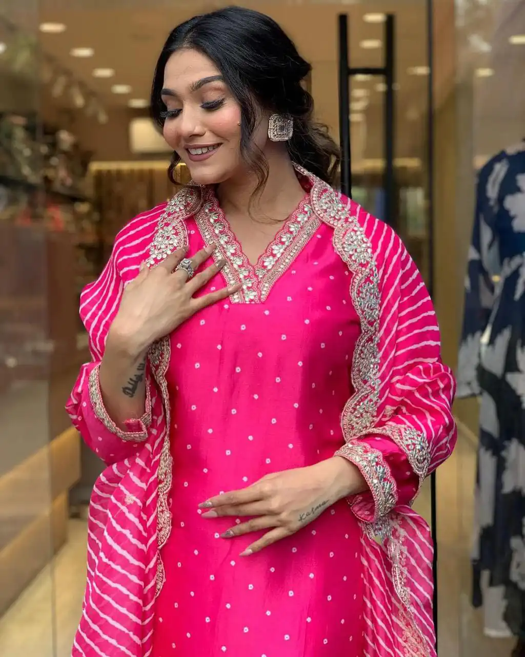 Pink Chinon Silk Wide Digital Print Coding Work Lace Salwar Suit | Jump Suits, Salwar suit, Casual Suits, Creative suits, Designer Suits, Palazzo Suits, Party Wear Suits, Patiala Suits, Straight Suits