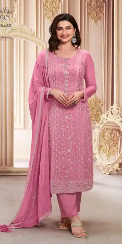Pink Chinon Zari Embroidery Work Salwar Suit | Jump Suits, Tops & Bottoms, Track Suits, Salwar suit, Casual Suits, Creative suits, Designer Suits, Palazzo Suits, Party Wear Suits, Patiala Suits, Straight Suits, Trendy Wear
