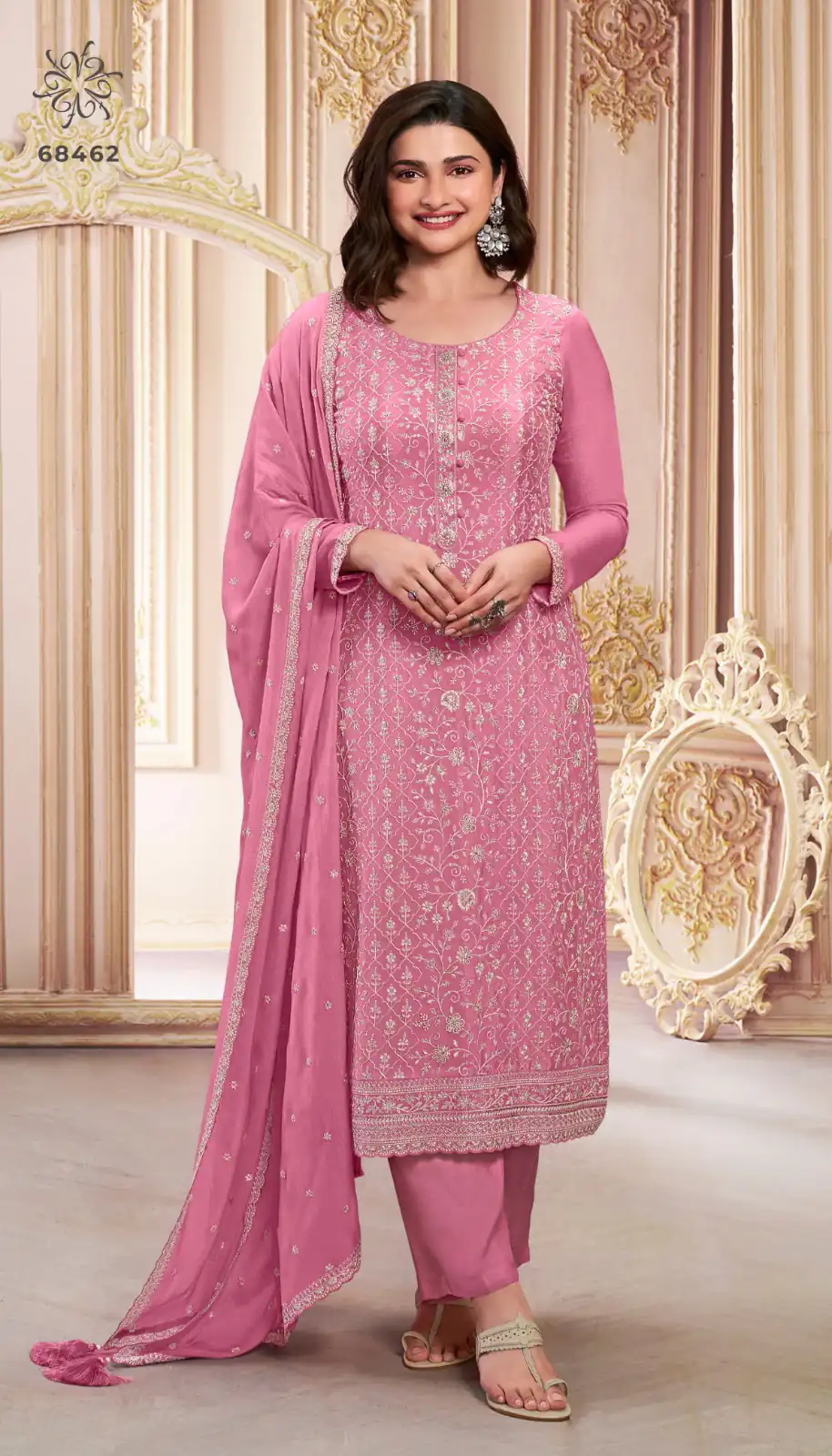 Pink Chinon Zari Embroidery Work Salwar Suit | Jump Suits, Tops & Bottoms, Track Suits, Salwar suit, Casual Suits, Creative suits, Designer Suits, Palazzo Suits, Party Wear Suits, Patiala Suits, Straight Suits, Trendy Wear