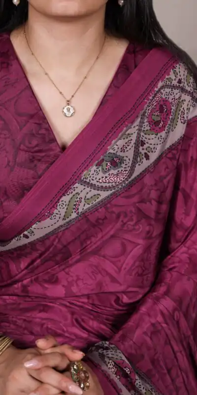 Pink Crepe With Printed Saree | Sarees, Bollywood Sarees, Creative Sarees, Designer Sarees, Embroidered Sarees, Ethnic Saree, Modern Digital sarees, Party Wear Sarees