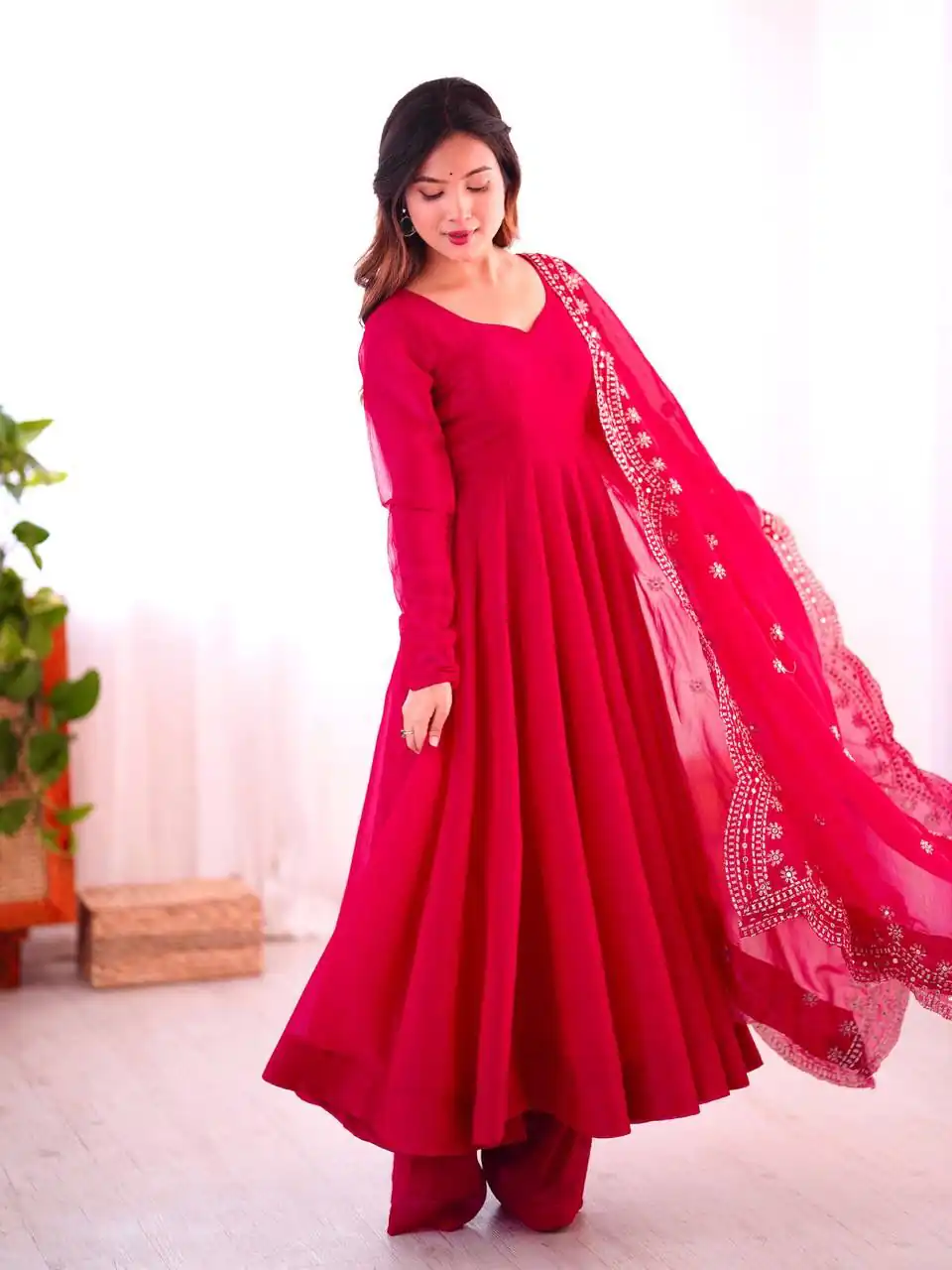 Pink Fandy Silk Embroidery Work Gown | Gowns, Bollywood Gowns, Creative Gowns, Designer Gowns, Embroidered Gowns, Party Wear Gowns