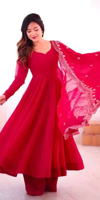 Pink Fandy Silk Embroidery Work Gown | Gowns, Bollywood Gowns, Creative Gowns, Designer Gowns, Embroidered Gowns, Party Wear Gowns