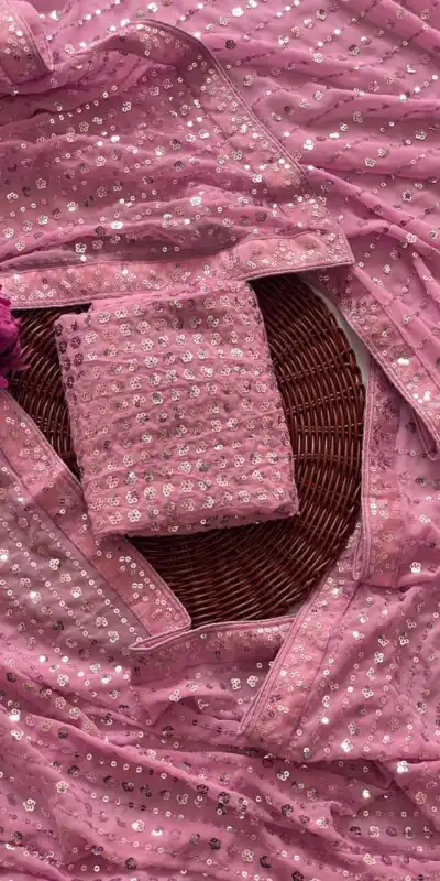 Pink Faux Georgette Sequence Saree | Sarees, Bollywood Sarees, Creative Sarees, Designer Sarees, Embroidered Sarees, Ethnic Saree, Modern Digital sarees, Party Wear Sarees