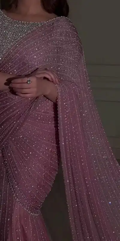 Pink Faux Georgette Sequence Saree | Sarees, Bollywood Sarees, Creative Sarees, Designer Sarees, Embroidered Sarees, Ethnic Saree, Modern Digital sarees, Party Wear Sarees