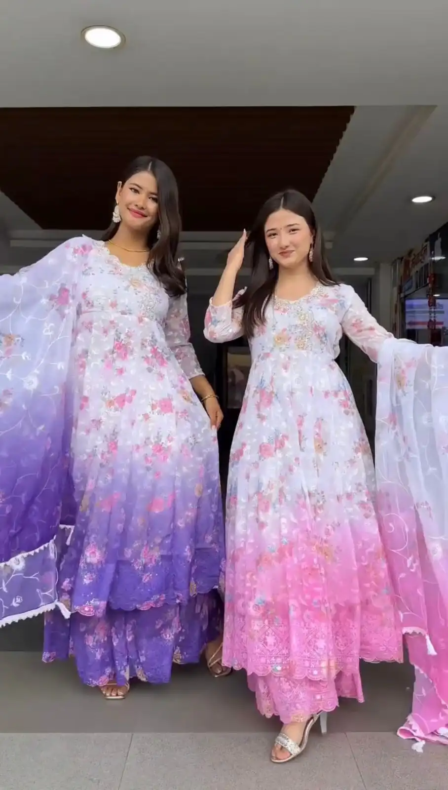 Pink Faux Georgette With Embroidery Work Gown | Jump Suits, Salwar suit, Casual Suits, Creative suits, Designer Suits, Palazzo Suits, Party Wear Suits, Patiala Suits, Straight Suits