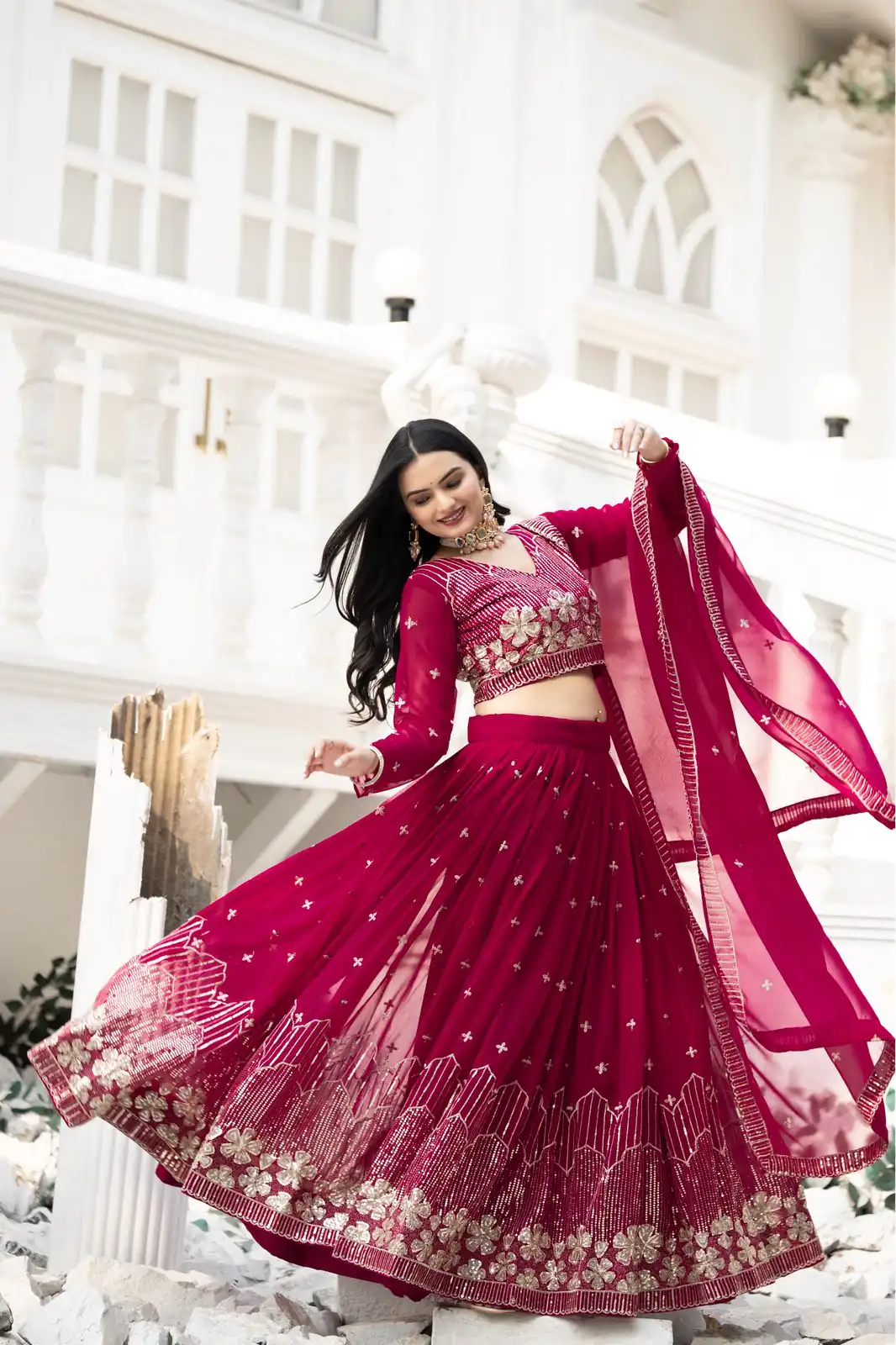 Pink Fox Georgette Embroidery Work Lehenga Choli | Lehenga, Bollywood Lehenga, Creative Lehenga, Designer Lehenga, Embroidered Lehenga, Party Wear Lehenga