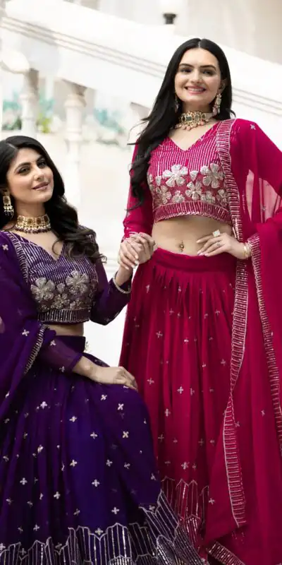 Pink Fox Georgette Embroidery Work Lehenga Choli | Lehenga, Bollywood Lehenga, Creative Lehenga, Designer Lehenga, Embroidered Lehenga, Party Wear Lehenga