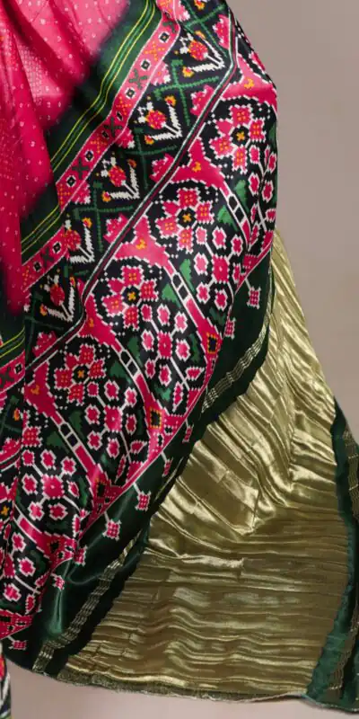 Pink Gaji Silk Patola Print Lagadi Patta Saree | Sarees, Bollywood Sarees, Creative Sarees, Designer Sarees, Embroidered Sarees, Ethnic Saree, Modern Digital sarees, Party Wear Sarees