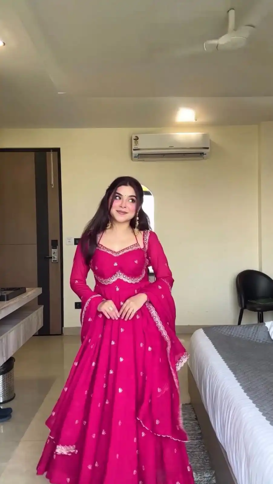 Pink Georgette Embroidery Work Gown | Gowns, Bollywood Gowns, Creative Gowns, Designer Gowns, Embroidered Gowns, Party Wear Gowns