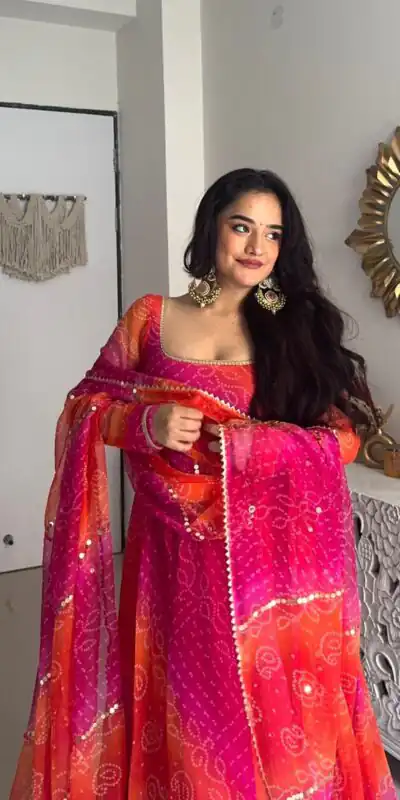 Pink Georgette Printed Gown | Gowns, Bollywood Gowns, Creative Gowns, Designer Gowns, Embroidered Gowns, Party Wear Gowns