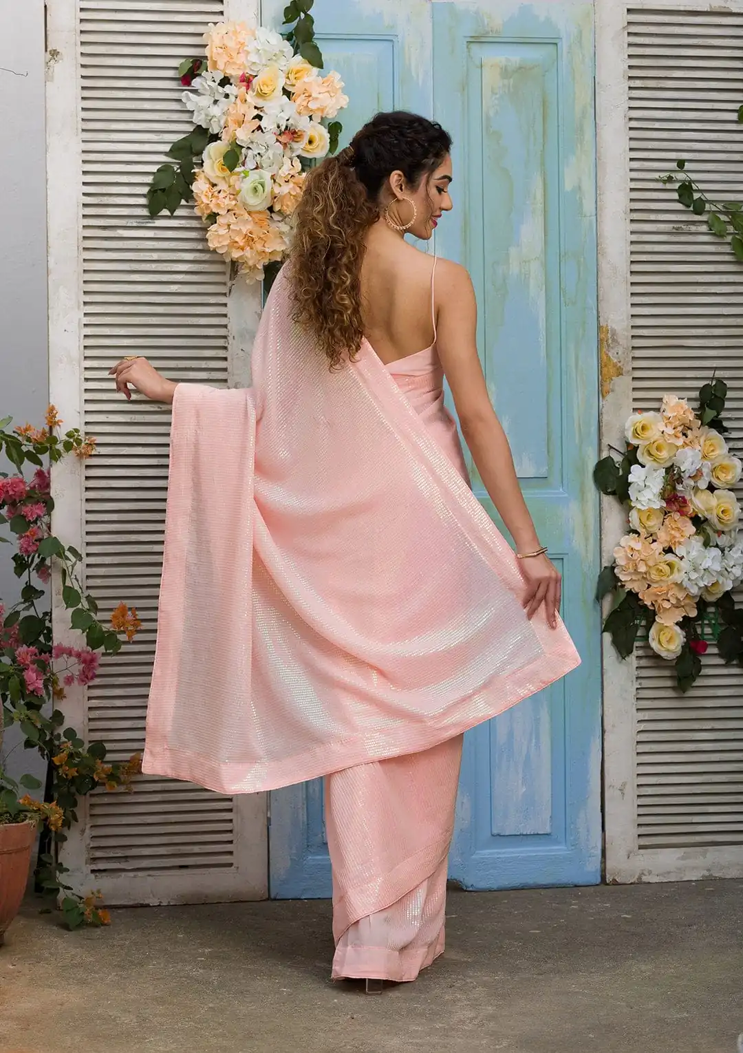 Pink Georgette Rainbow Sequence Work Saree | Sarees, Bollywood Sarees, Creative Sarees, Designer Sarees, Embroidered Sarees, Ethnic Saree, Modern Digital sarees, Party Wear Sarees
