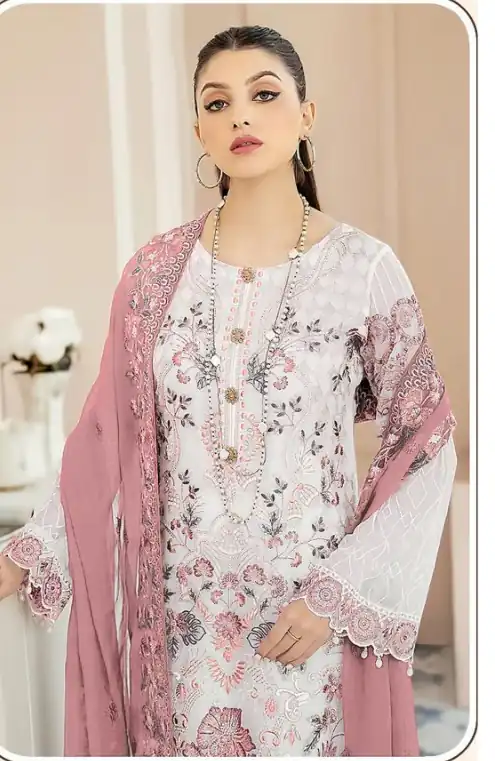 Pink Georgette With Embroidery Work Salwar Suit | Jump Suits, Salwar suit, Casual Suits, Creative suits, Designer Suits, Palazzo Suits, Party Wear Suits, Patiala Suits, Straight Suits