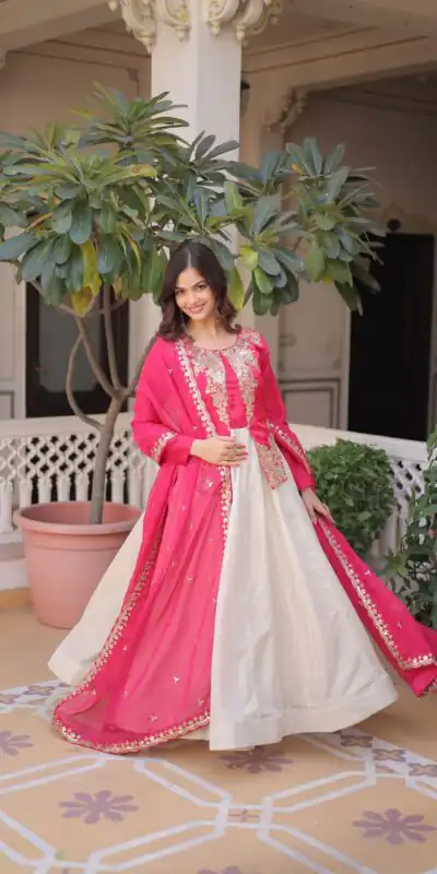Pink Glass Roman Sequins Work Gown | Gowns, Bollywood Gowns, Creative Gowns, Designer Gowns, Embroidered Gowns, Party Wear Gowns