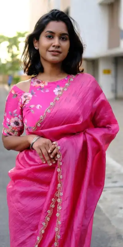 Pink Gold Crush Lace Border Work Saree | Sarees, Bollywood Sarees, Creative Sarees, Designer Sarees, Embroidered Sarees, Ethnic Saree, Modern Digital sarees, Party Wear Sarees