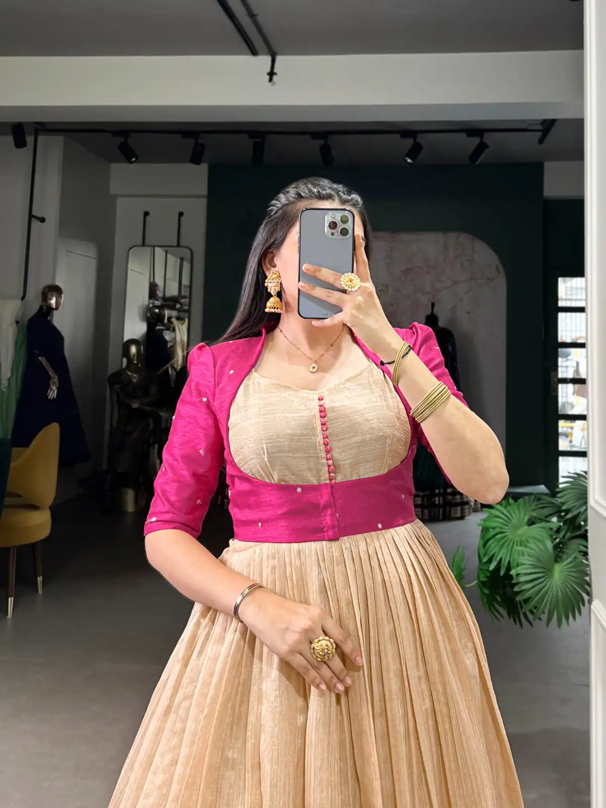 Pink Green Silk Printed Gown | Gowns, Bollywood Gowns, Creative Gowns, Designer Gowns, Embroidered Gowns, Party Wear Gowns