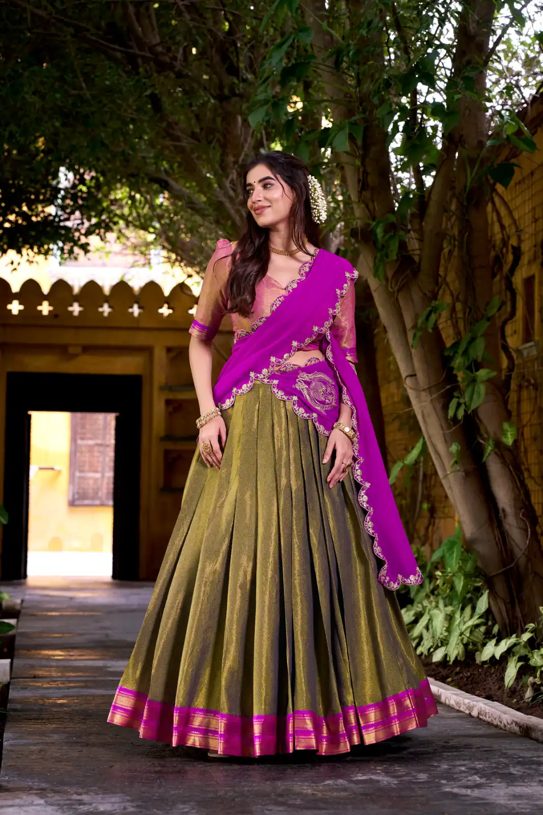 Pink Kanchipuram Weaving Lehenga Choli | Lehenga, Bollywood Lehenga, Creative Lehenga, Designer Lehenga, Embroidered Lehenga, Party Wear Lehenga