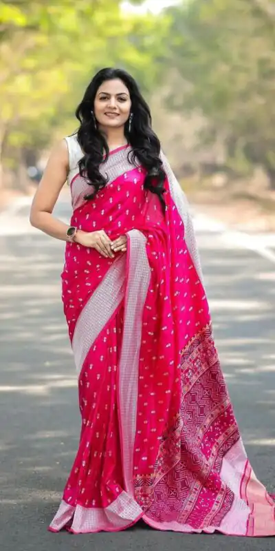 Pink Lichi Silk Border Lace Work Saree | Sarees, Bollywood Sarees, Creative Sarees, Designer Sarees, Embroidered Sarees, Ethnic Saree, Modern Digital sarees, Party Wear Sarees