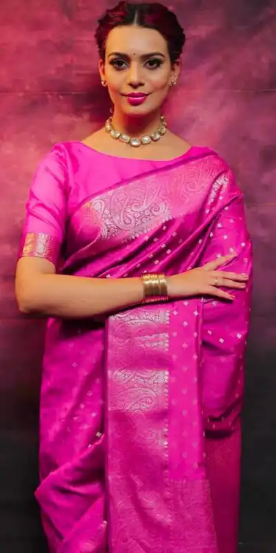 Pink Lichi Silk Jacquard Rich Pallu Saree | Sarees, Bollywood Sarees, Creative Sarees, Designer Sarees, Embroidered Sarees, Ethnic Saree, Modern Digital sarees, Party Wear Sarees