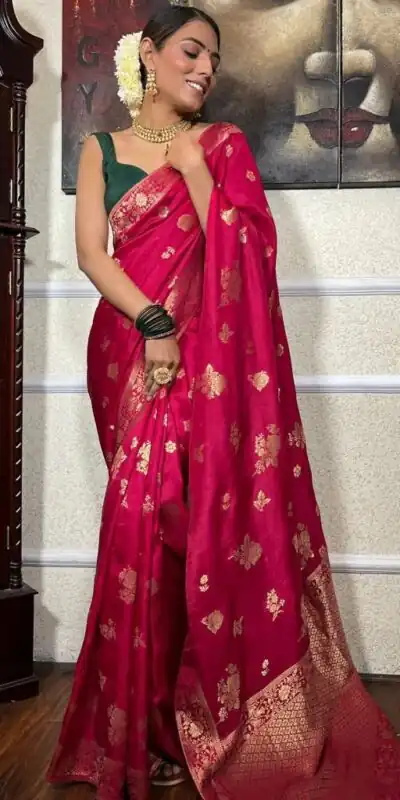 Pink Lichi Silk Jacquard Work Saree | Sarees, Bollywood Sarees, Creative Sarees, Designer Sarees, Embroidered Sarees, Ethnic Saree, Modern Digital sarees, Party Wear Sarees