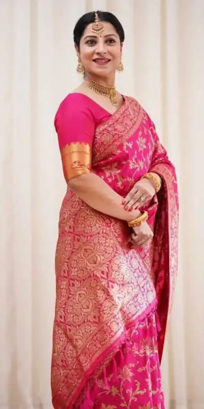 Pink Lichi Silk Saree | Sarees, Bollywood Sarees, Creative Sarees, Designer Sarees, Embroidered Sarees, Ethnic Saree, Modern Digital sarees, Party Wear Sarees
