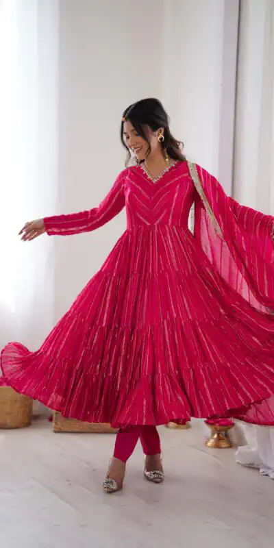 Pink Mal Chanderi Mirror Lace Work Gown | Gowns, Bollywood Gowns, Creative Gowns, Designer Gowns, Embroidered Gowns, Party Wear Gowns