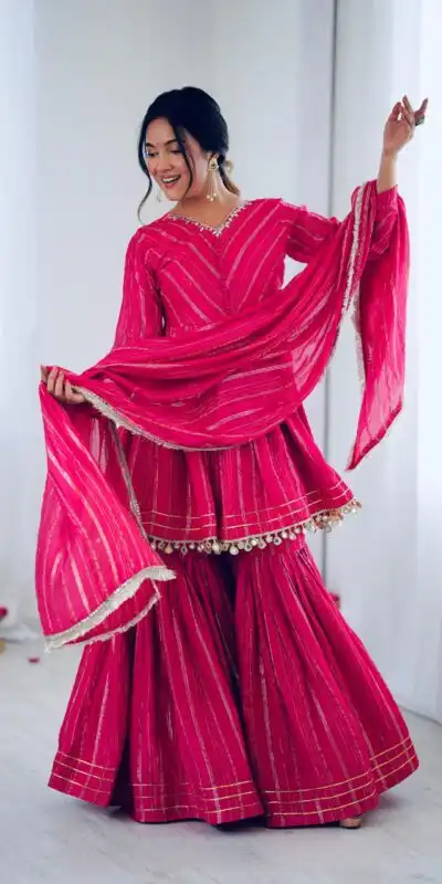Pink Mal Chanderi Mirror Work Salwar Suit | Jump Suits, Tops & Bottoms, Track Suits, Salwar suit, Casual Suits, Creative suits, Designer Suits, Palazzo Suits, Party Wear Suits, Patiala Suits, Straight Suits, Trendy Wear