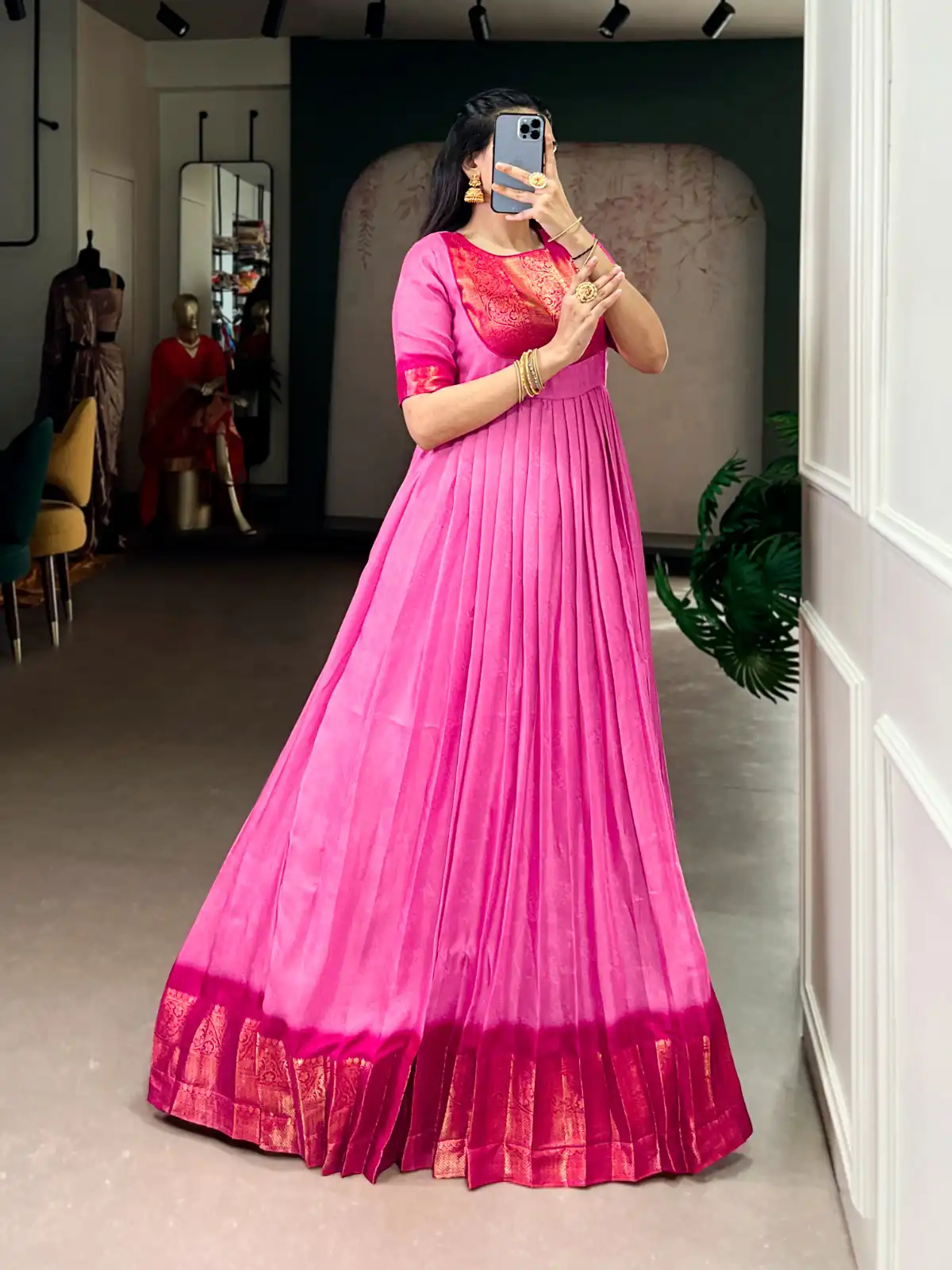 Pink Mass Mello Zari Work Gown | Gowns, Bollywood Gowns, Creative Gowns, Designer Gowns, Embroidered Gowns, Party Wear Gowns