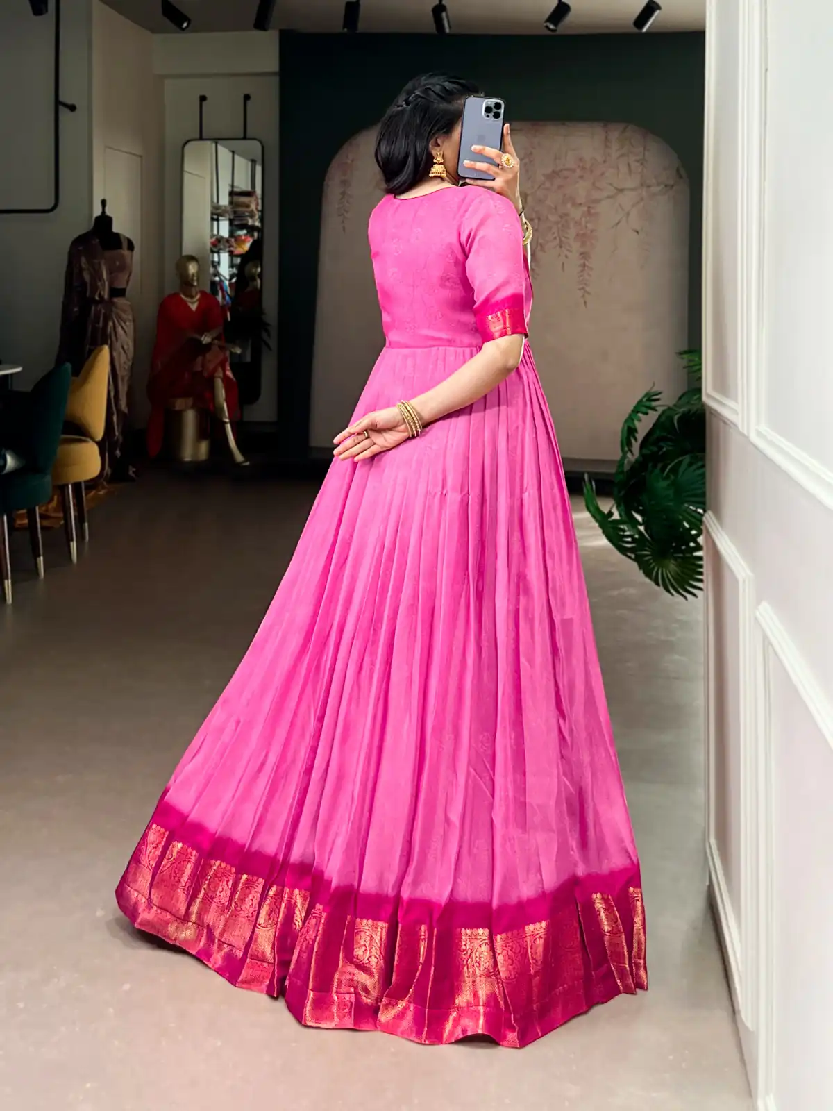 Pink Mass Mello Zari Work Gown | Gowns, Bollywood Gowns, Creative Gowns, Designer Gowns, Embroidered Gowns, Party Wear Gowns
