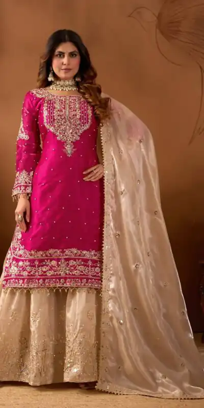 Pink Organza Silk Embroidery Lace Work Salwar Suit | Jump Suits, Salwar suit, Casual Suits, Creative suits, Designer Suits, Palazzo Suits, Party Wear Suits, Patiala Suits, Straight Suits