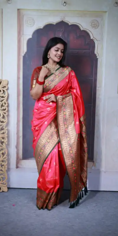 Pink Paithani Ajanta Lotus With Lace Work Saree | Sarees, Bollywood Sarees, Creative Sarees, Designer Sarees, Embroidered Sarees, Ethnic Saree, Modern Digital sarees, Party Wear Sarees