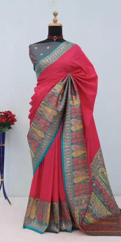 Pink Paithani Silk Woven Motifs Work Saree | Sarees, Bollywood Sarees, Creative Sarees, Designer Sarees, Embroidered Sarees, Ethnic Saree, Modern Digital sarees, Party Wear Sarees