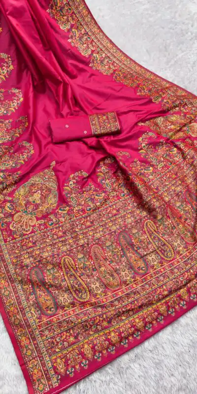 Pink Pashmina Silk Woven Motifs Saree | Sarees, Bollywood Sarees, Creative Sarees, Designer Sarees, Embroidered Sarees, Ethnic Saree, Modern Digital sarees, Party Wear Sarees