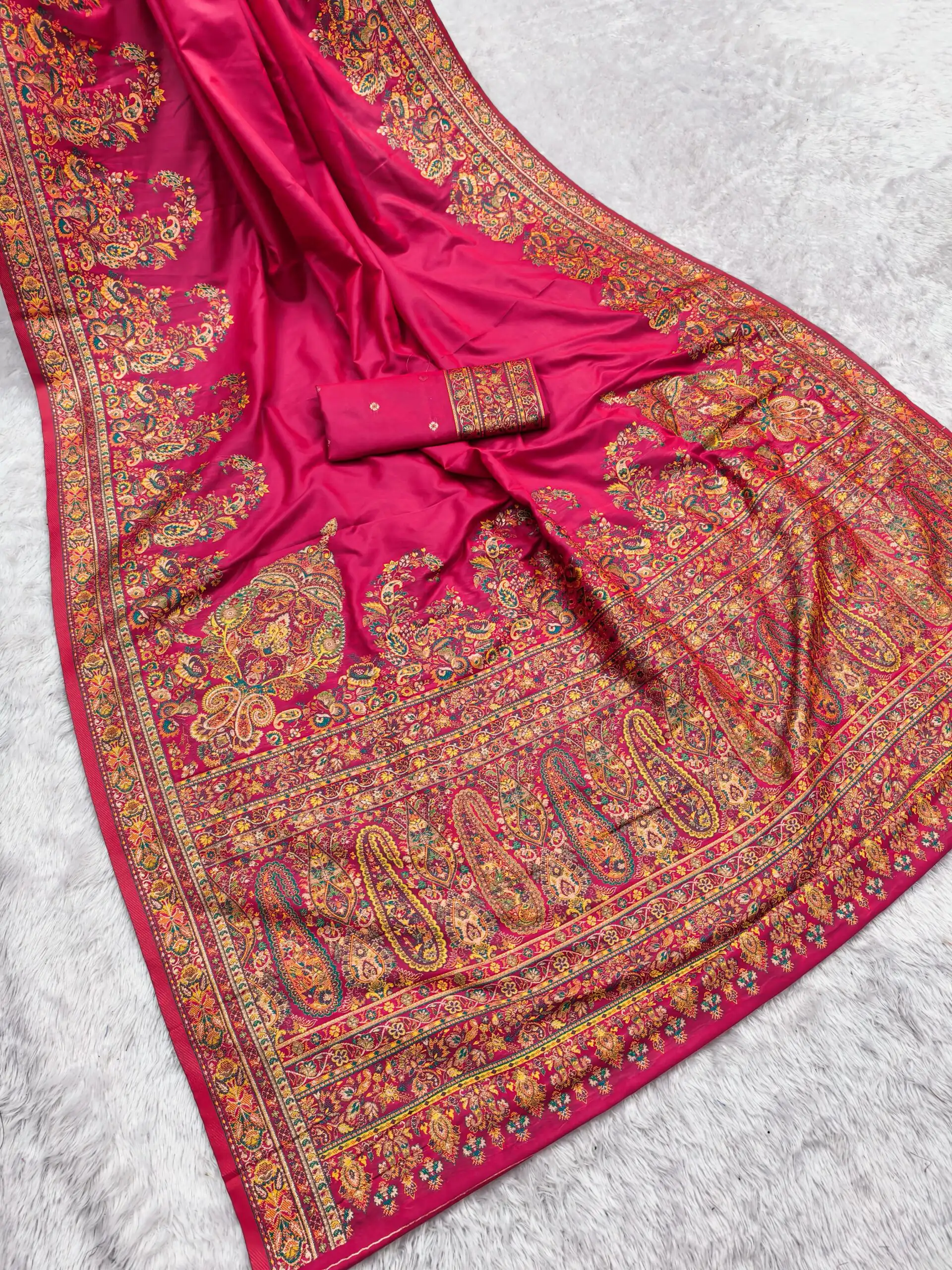 Pink Pashmina Silk Woven Motifs Saree | Sarees, Bollywood Sarees, Creative Sarees, Designer Sarees, Embroidered Sarees, Ethnic Saree, Modern Digital sarees, Party Wear Sarees